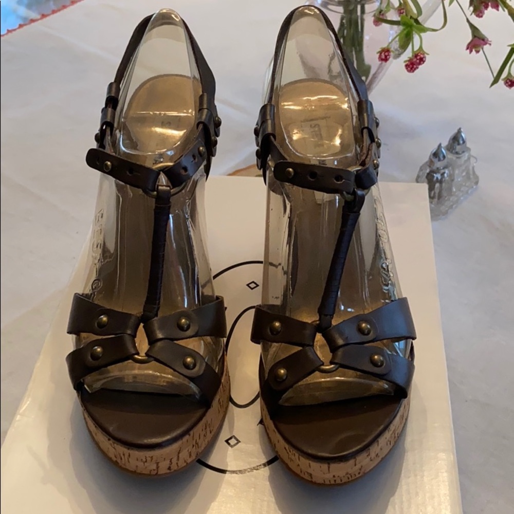 Steve Madden cork wedge platforms